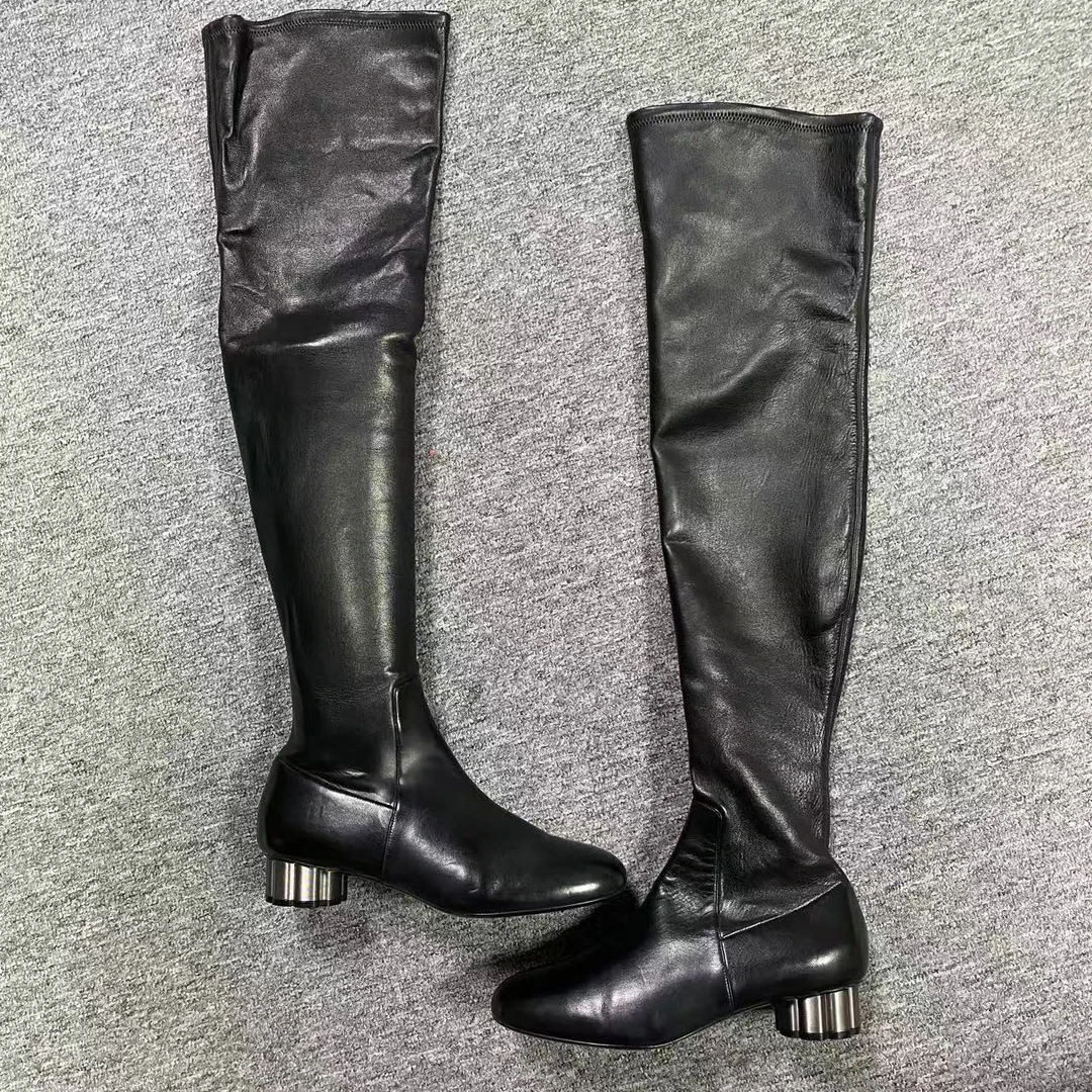 95新 FERRAGAMO/菲拉格慕 36.5码/仔仔女鞋 黑色休闲百搭长靴 334