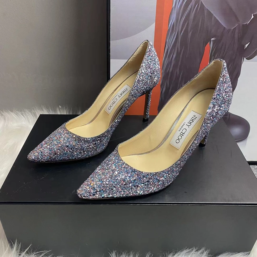 JIMMY CHOO/吉米周仔仔女鞋折扣 紫色尖头时尚高跟鞋 8cm 509