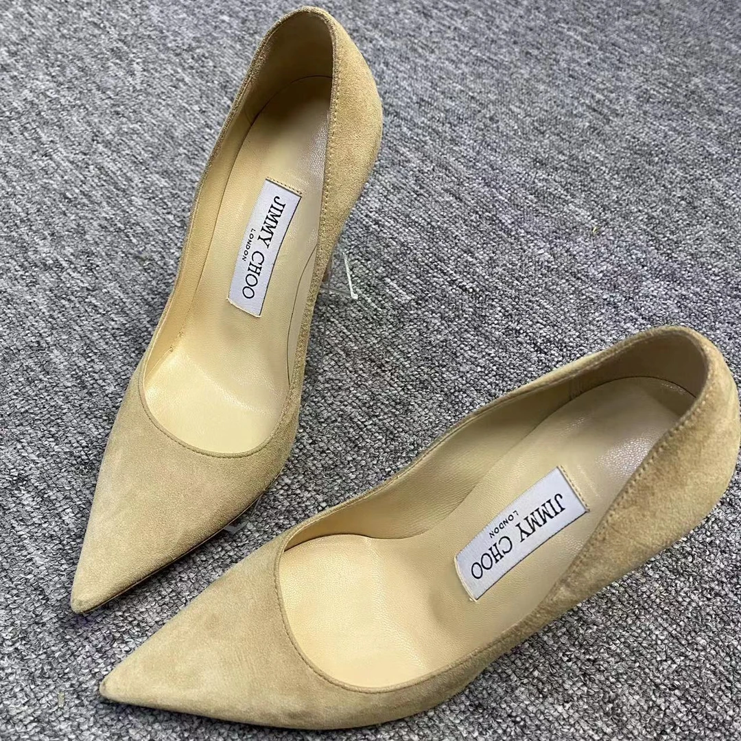 JIMMY CHOO/吉米周仔仔女鞋折扣 浅棕色尖头时尚高跟鞋 34码 1289