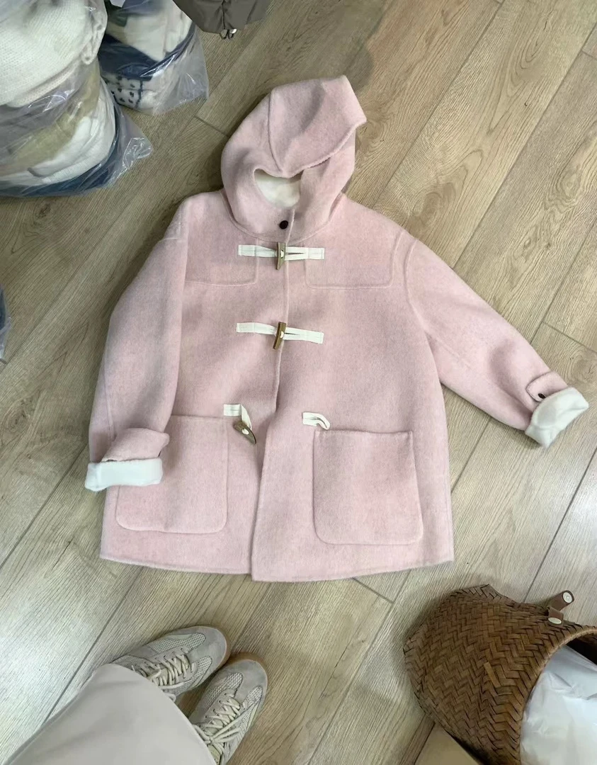 Coco 韩系牛角扣双面羊绒大衣