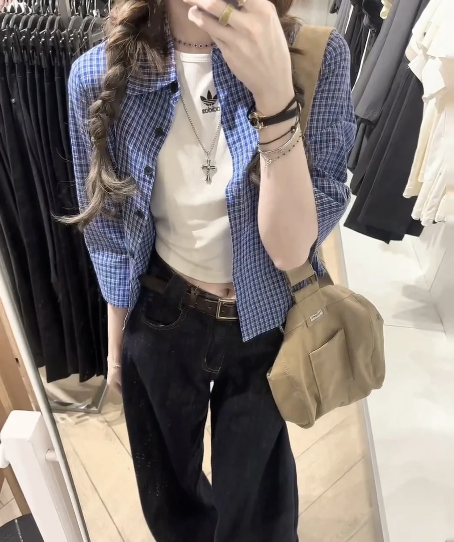 Coco 纯欲风小格子衬衫