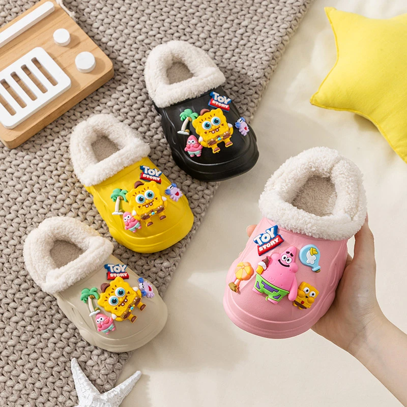 冬天保暖儿童棉拖鞋男童女童卡通可爱居家拖鞋冬季可拆卸棉男女
