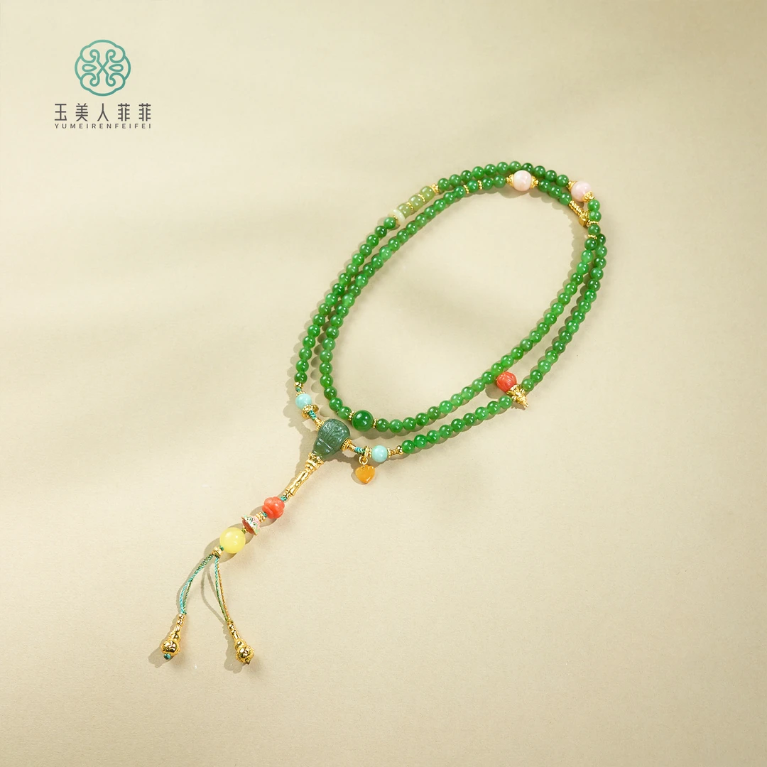 菲菲珠宝好*S925碧玉项链-圆珠约6mm