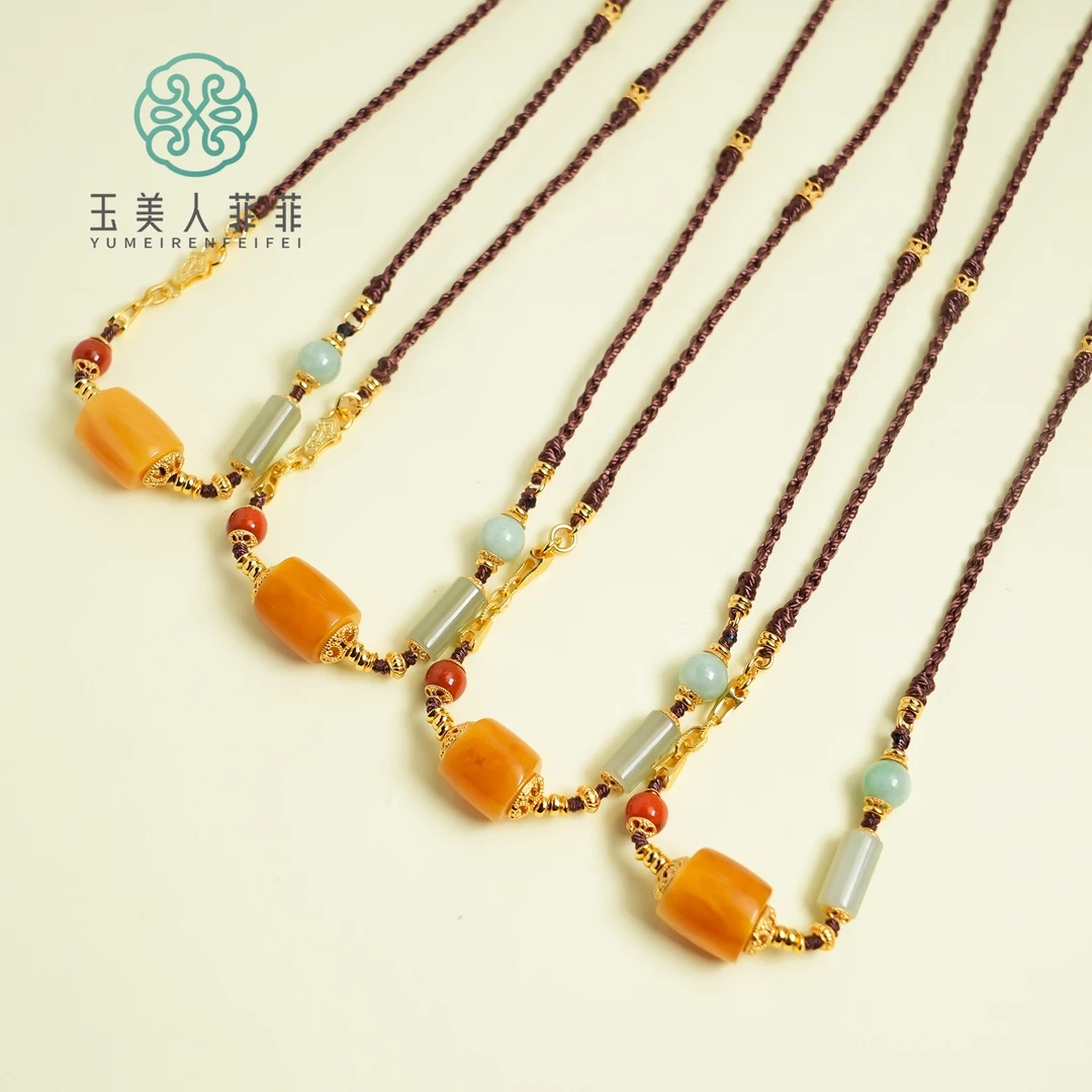 菲菲珠宝好*S925蜜蜡桶珠约11-13mm吊坠~多样性发一