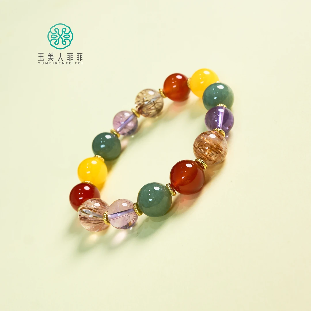 菲菲珠宝好*水晶单圈手串多宝圆珠约12mm