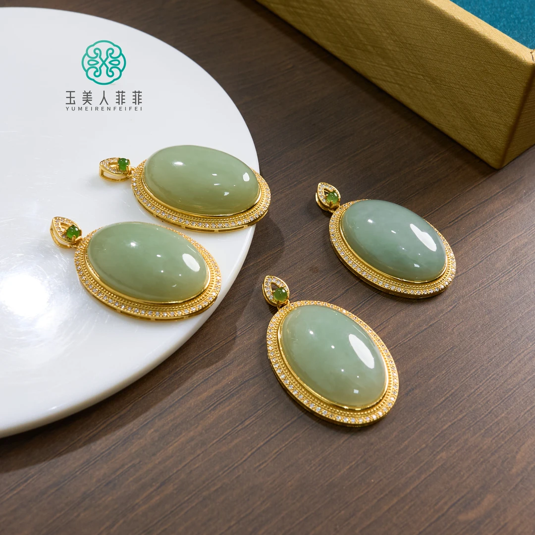 菲菲珠宝好*S925和田玉全包蛋面约45*26mm吊坠~多样性发一