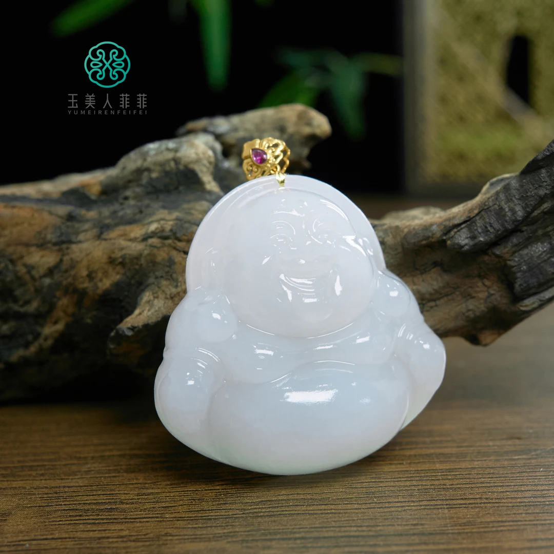 菲菲珠宝好*18K和田玉佛公约40*34mm吊坠