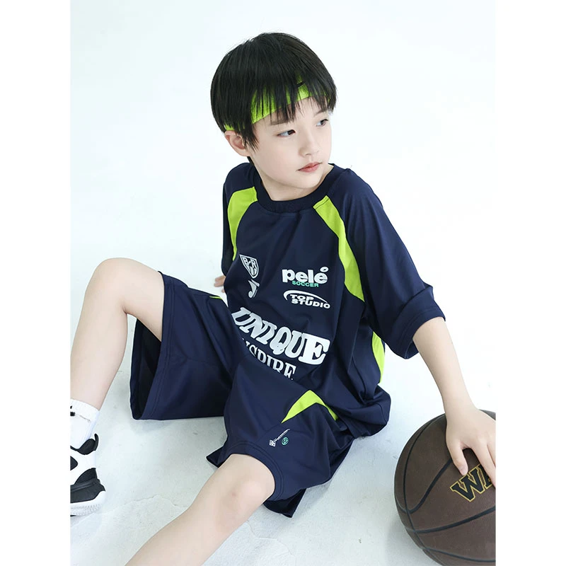 男童速干运动套装2024新款儿童夏装男孩夏季童装短袖球服两件套