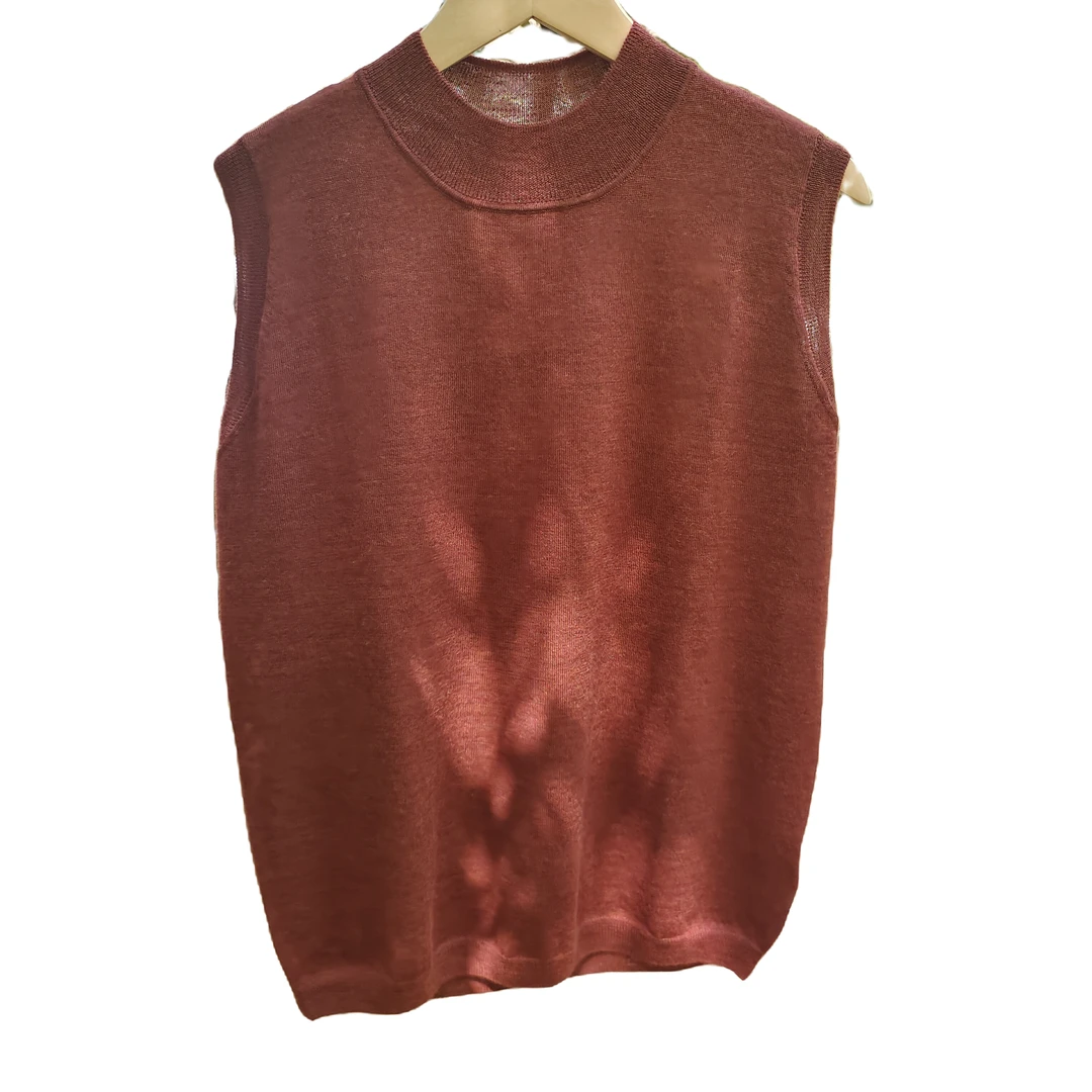 68支精纺山羊绒背心无袖半高领薄款纯色夏季时尚百搭女式坎肩打底