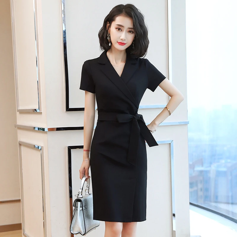 黑色连衣裙女2025夏季新款女神范职业装气质工作服高级感裙子秋