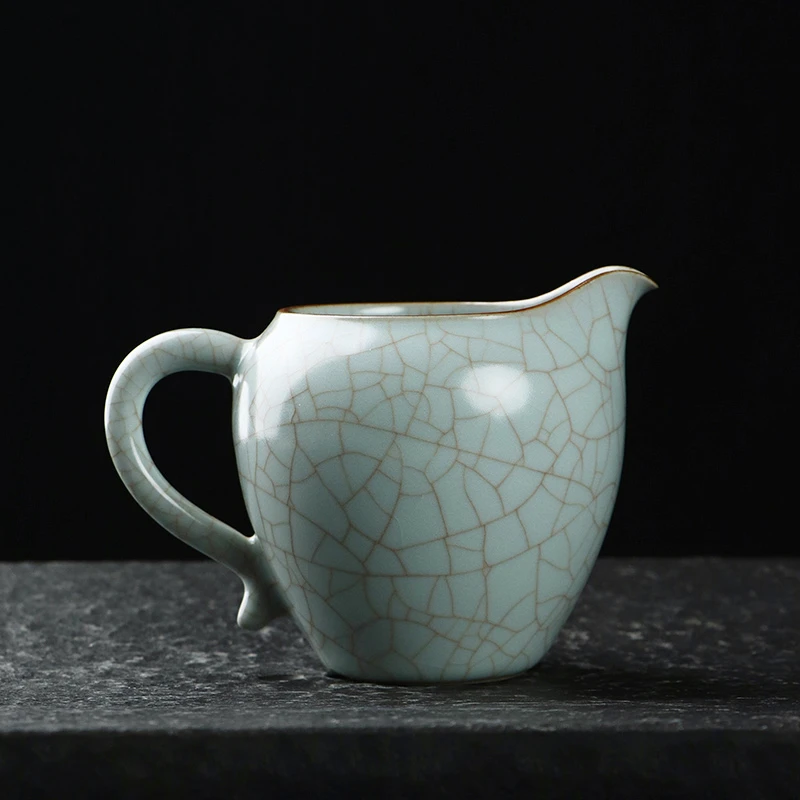 清沐堂主 茶养开片天青汝窑美人肩公道杯 日式茶海公杯过滤分茶器