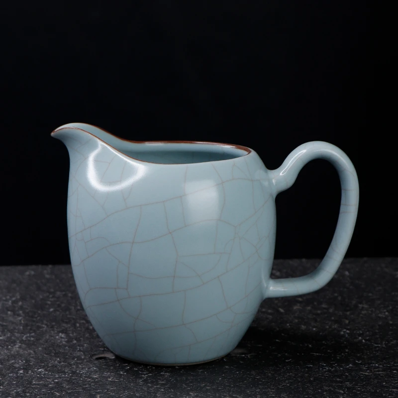 凝香阁 茶养开片天青汝窑美人肩公道杯 家用陶瓷功夫茶具茶海公杯