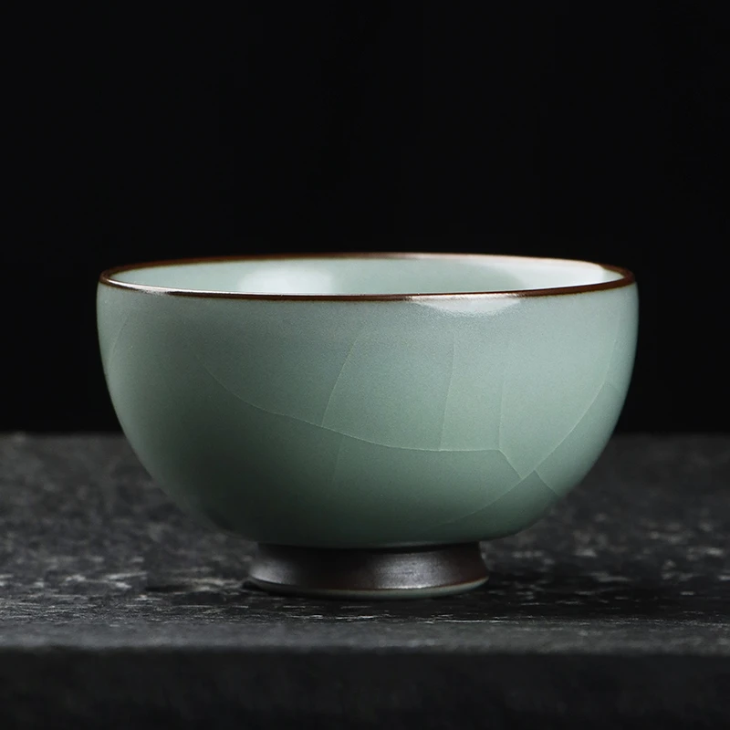 印象沐泥 茶养开片铁胎汝窑普洱碗杯 家用陶瓷茶具品茗单杯主人杯