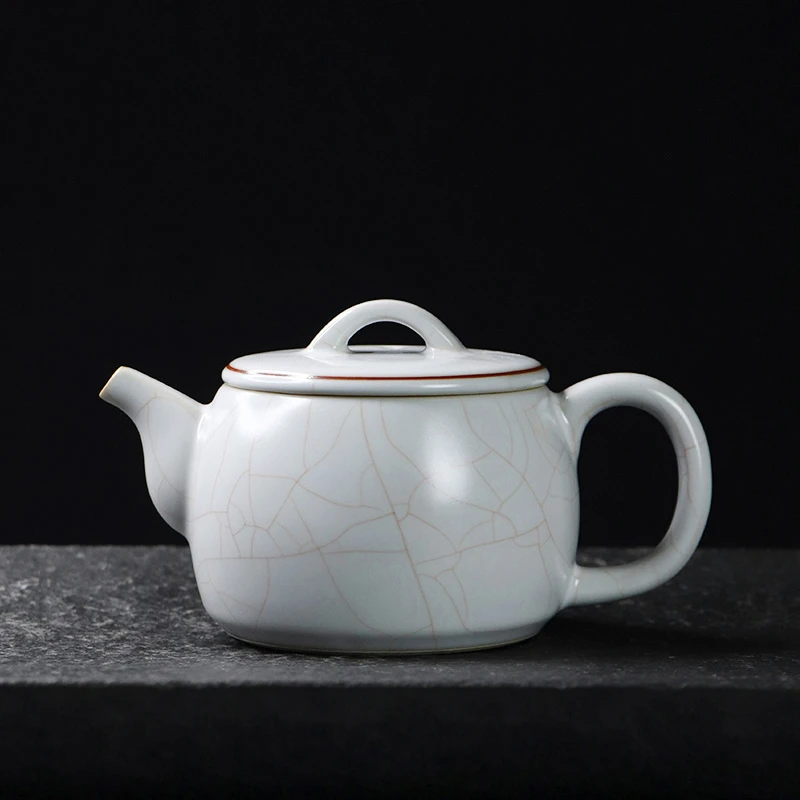 凝香阁 茶养开片月白汝窑汉瓦壶 家用陶瓷功夫茶具中式大号泡茶壶