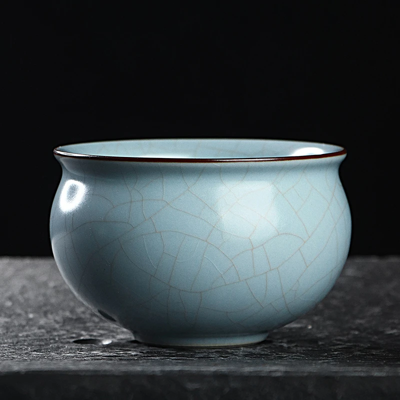 凝香阁 茶养开片天青汝窑水缸杯 冰裂釉家用陶瓷功夫茶具主人杯