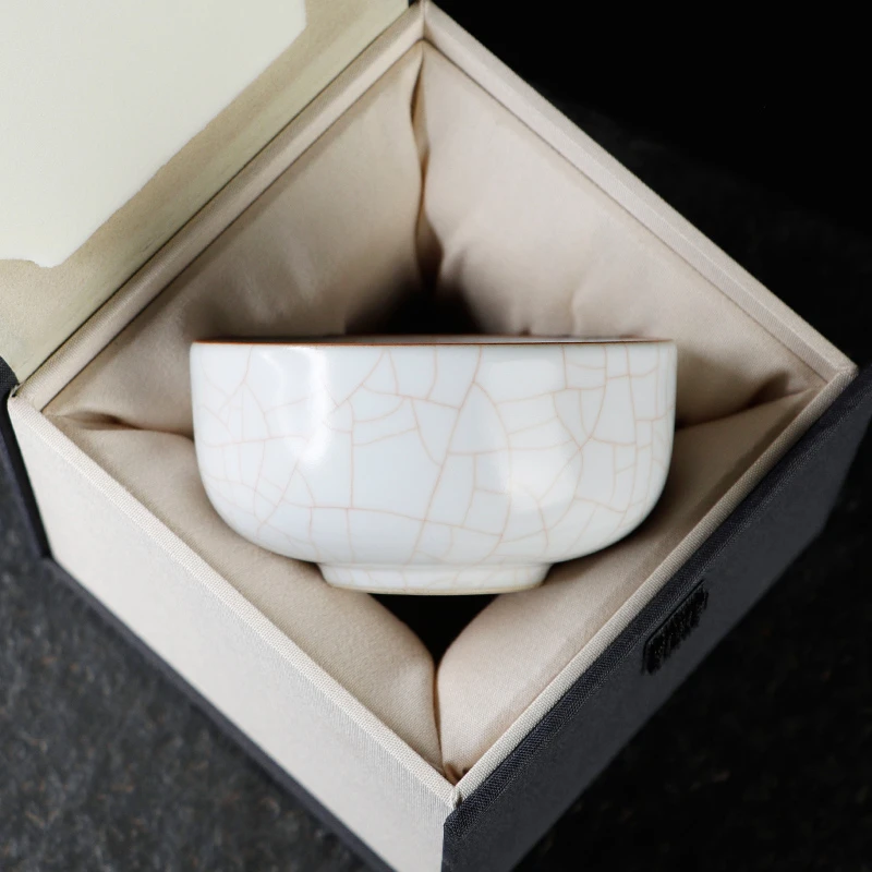 凝香阁 茶养开片月白汝窑普洱杯 家用陶瓷功夫茶具大号茶杯品茗杯