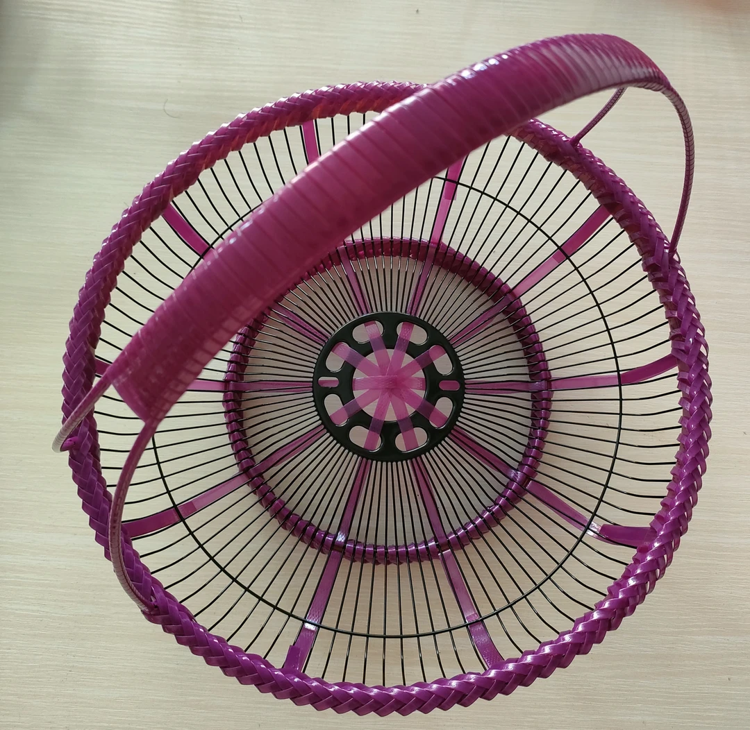 创意手工艺品纯手工编织手提篮风扇盖编篮子家用圆形