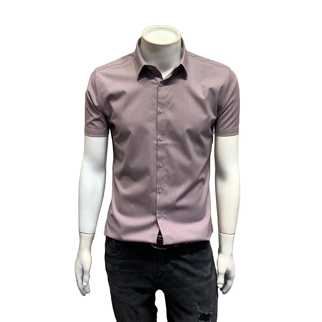 纳因戈兰 夏季男士修身短袖衬衫青年商务休闲通勤衬衣简约男装