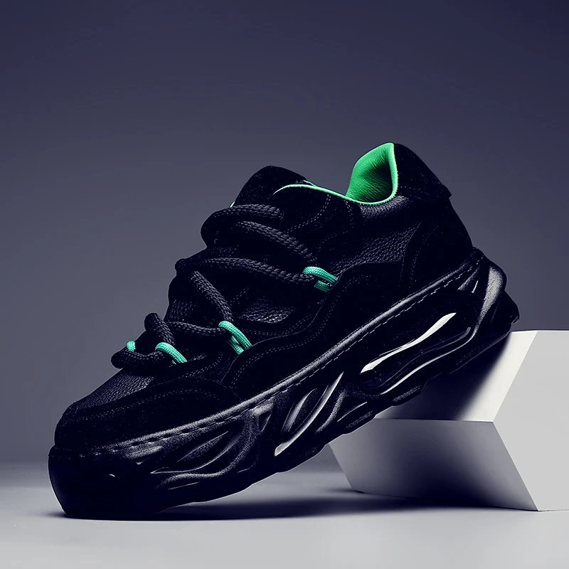 摩蓓男鞋春夏新款运动鞋头层牛皮厚底休闲男鞋时尚百搭板鞋