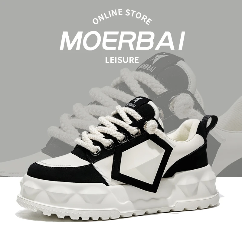 摩蓓男鞋秋冬新款运动鞋头层牛皮网红潮鞋时尚休闲鞋百搭板鞋