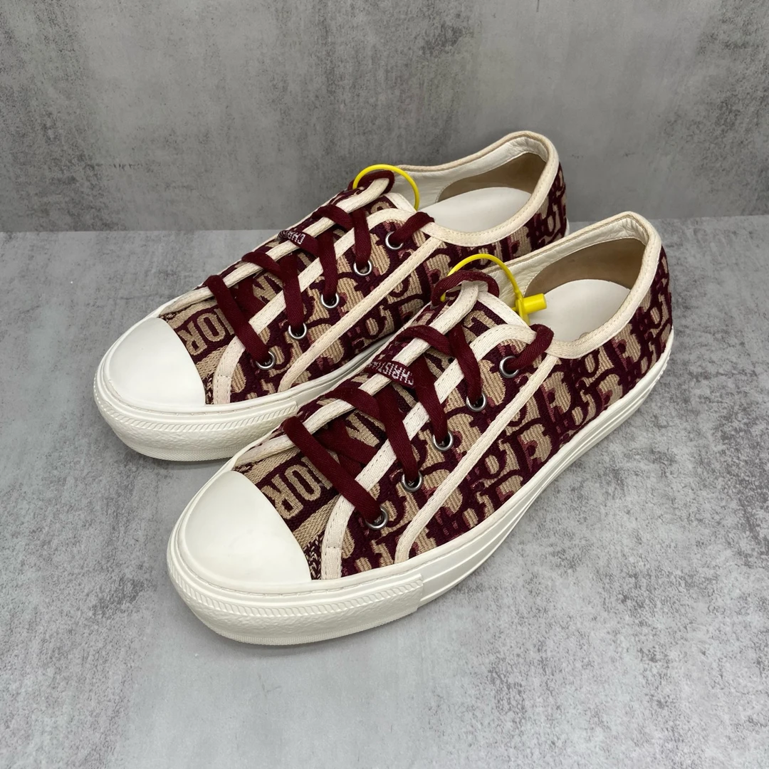 DIOR Walk 酒红老花满印低帮帆布鞋/37码/95新/编码9767/公价7800