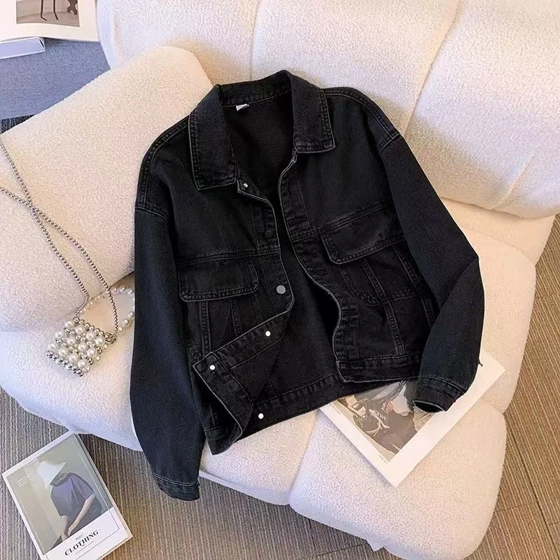 3牛仔外套女2024年春秋韩版宽松港风复古ins潮