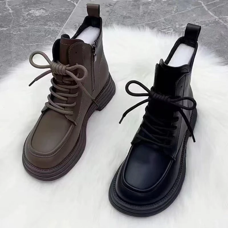 网红爆款复古马丁靴女2023新款单靴秋冬时尚百搭厚底英伦风短靴女