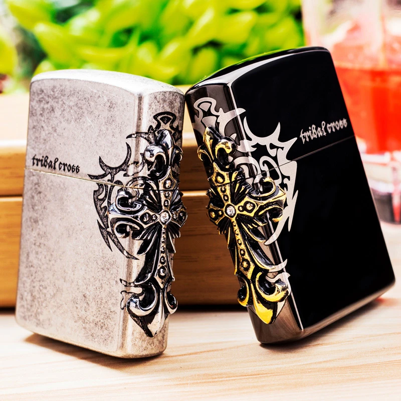 ZORRO佐罗打火机 侧面十字标 原装天使银色个性高端创意防风Z9801