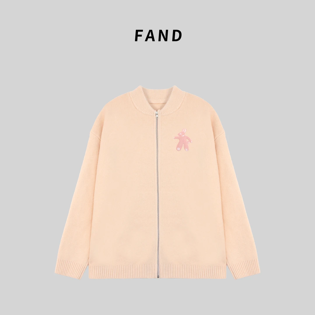 FAND品牌【Frabbit】秋冬时尚加厚保暖刺绣拉链开衫外套毛衣针织衫