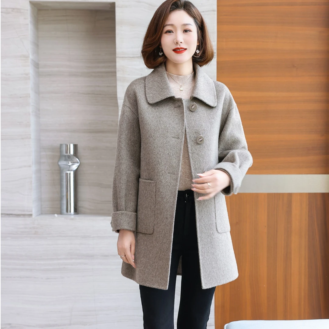 ziyang/孜洋秋冬新款百分百双面绵羊毛大衣高端显瘦气质百搭2403