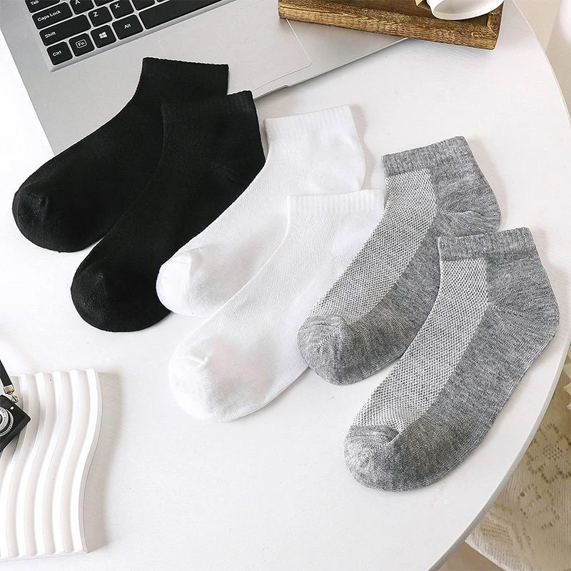 纯色中筒船袜网袜透气防滑网红春夏秋冬四季款袜子白色短袜短筒