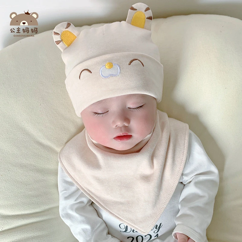 婴儿帽子春秋款0-3月婴幼儿可爱男女宝宝纯棉初新生儿胎帽秋冬季
