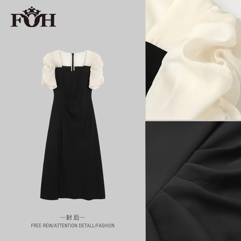 【封后轻奢设计】2024夏款气质方领褶皱显瘦连衣裙8991000