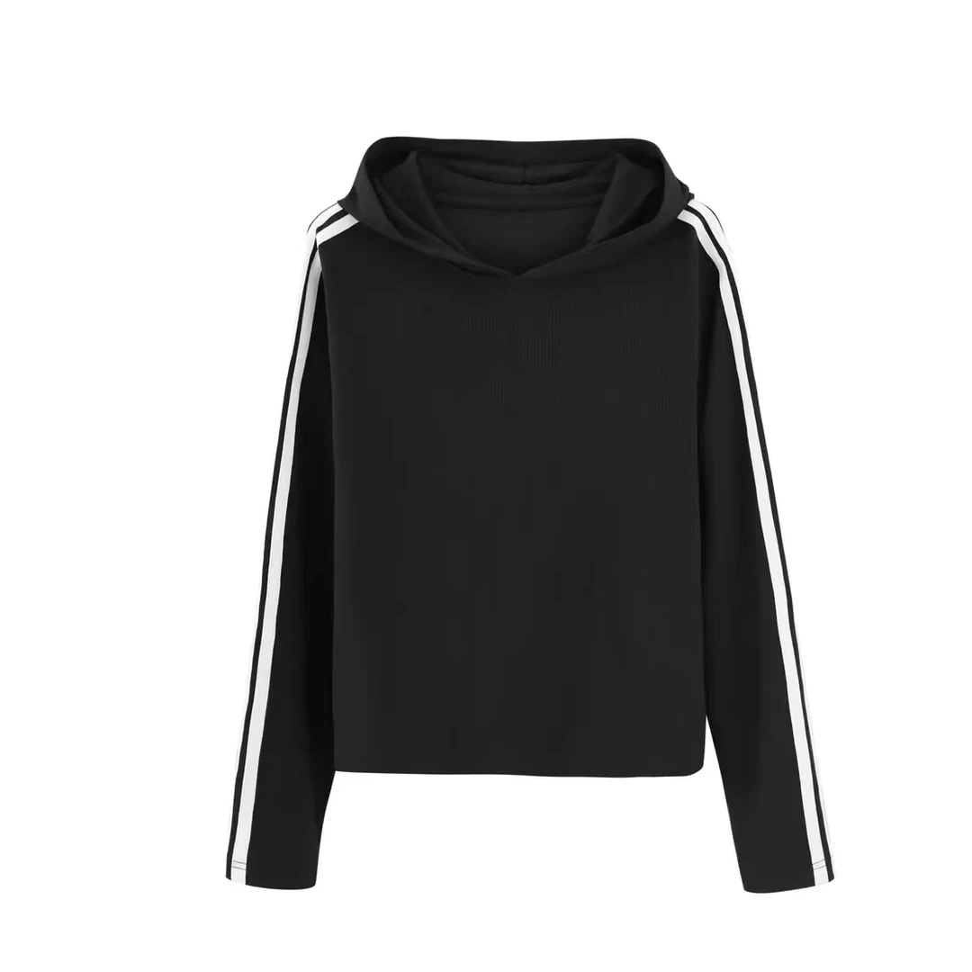 女款秋季连帽拉条修身显瘦T恤