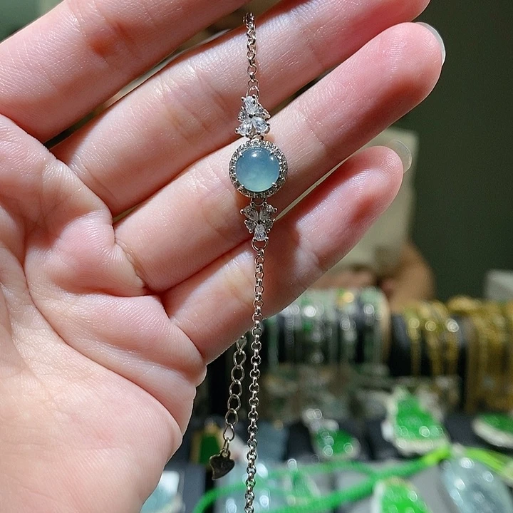 【闪购商品】翡翠手链银S925镶嵌25392手链