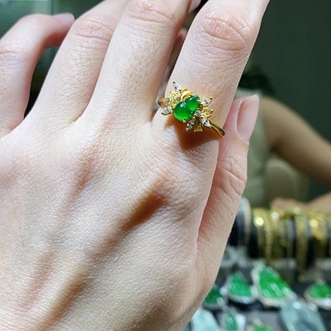 【闪购商品】翡翠戒指银S925镶嵌33004葫芦戒指