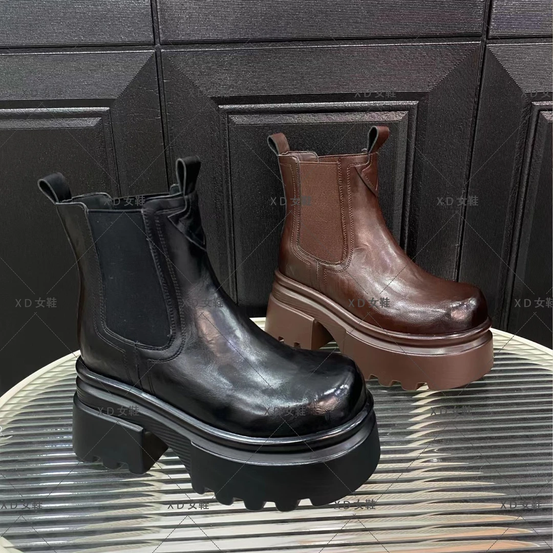 【超显瘦】增高10公分新款马丁靴女时尚软底软面短筒女鞋百搭厚底鞋