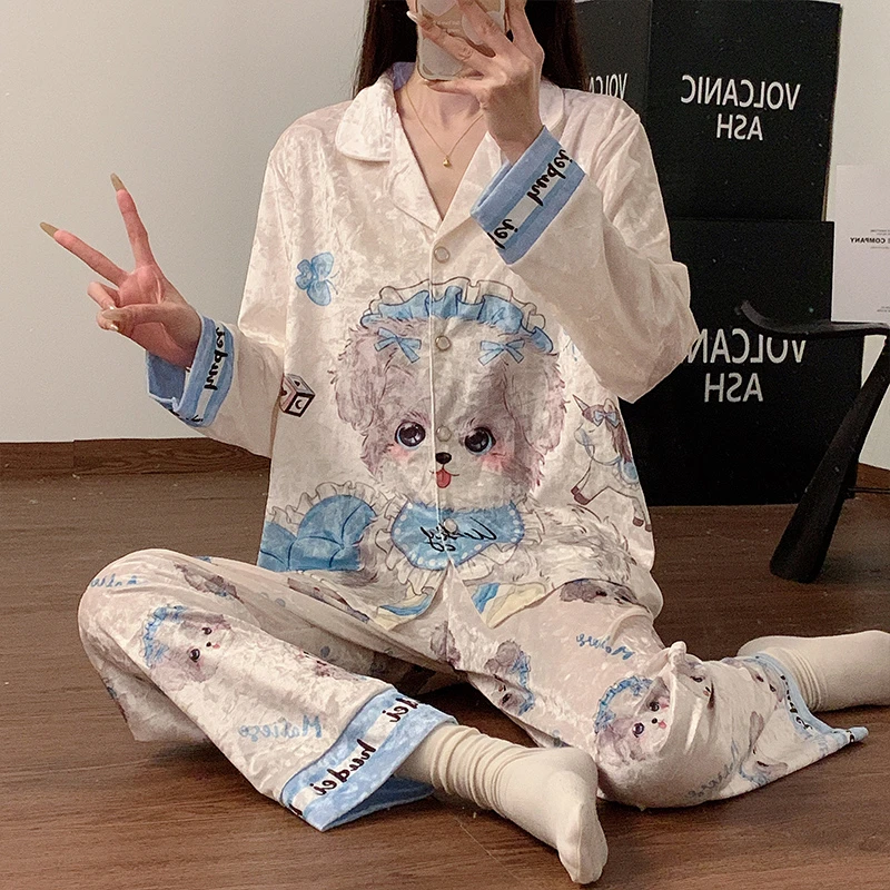 【卡通小狗】时尚轻奢女士秋冬长袖休闲印花宽松家居服大码舒适卡通