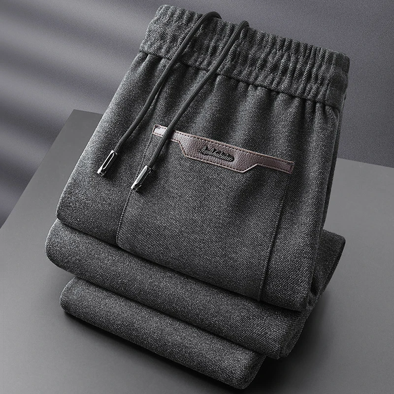 秋冬轻奢男士百搭商务休闲裤修身小脚亲肤柔软磨毛高档直筒卫裤潮