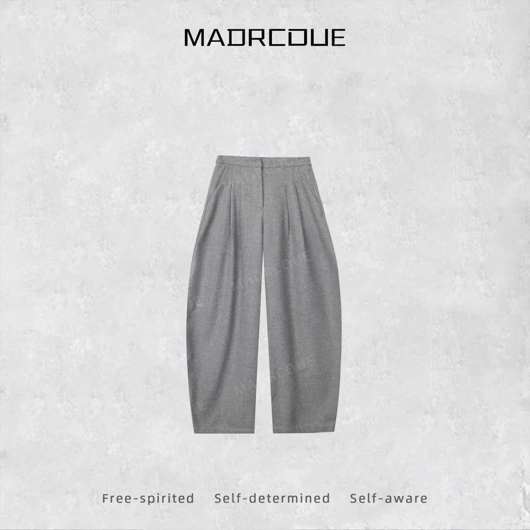 MADRCOUE设计感压褶月牙阔腿裤宽松显瘦休闲简约长款 JJ6304