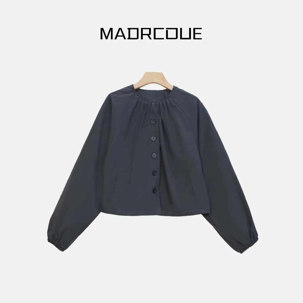 MADRCOUE【布鲁士】茧型褶皱圆领外套MJJ8975