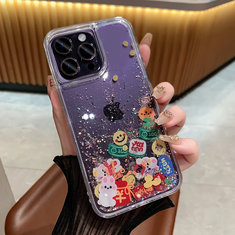 【苹果】iphone13/14  流沙兔子小卡片  全包防摔壳