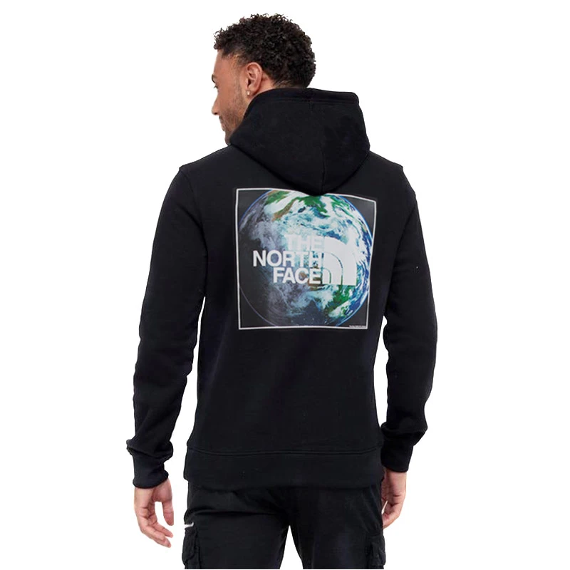 THE NORTH FACE/北面美版 地球日印花黑色休闲运动男士连帽卫衣
