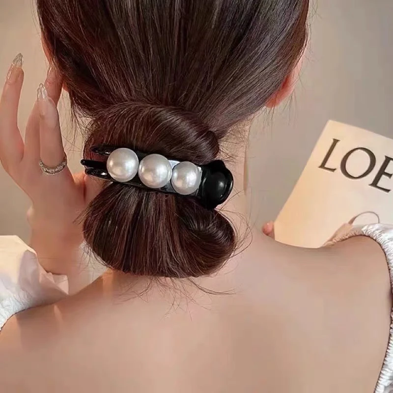 K014丸子头盘发抓夹神器女发夹子头饰2024年新款鲨鱼夹发饰