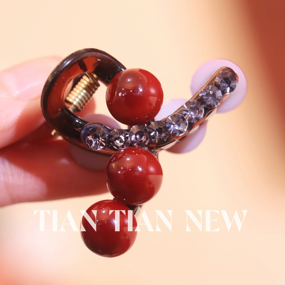 A158新款气质红色抓夹女时尚网红半抓发夹百搭侧边夹发抓头饰