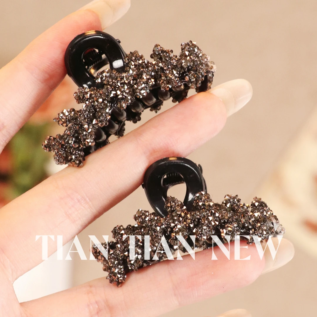 A193（两个装）精致水钻麦穗抓夹女新款小号发夹半扎鲨鱼夹头饰