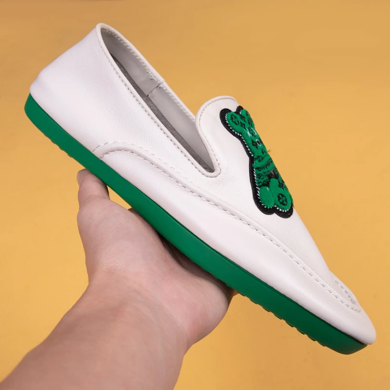 31绿色豆豆鞋男士一脚蹬套脚休闲男软底男鞋驾车鞋懒人乐福鞋