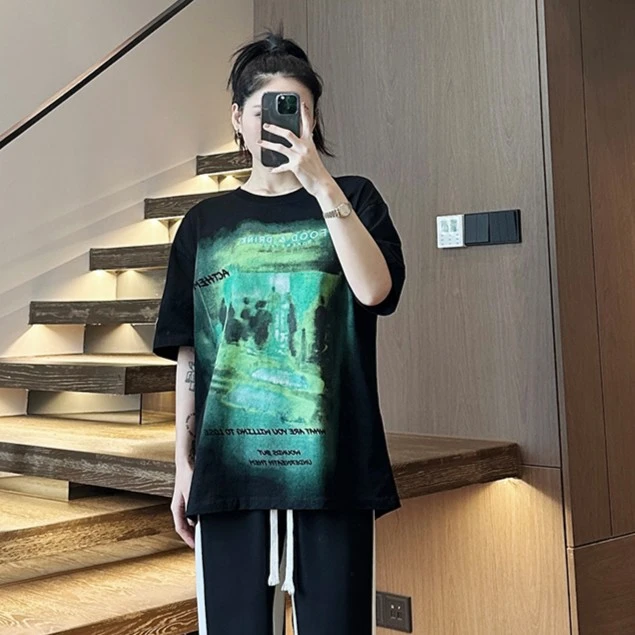 男女同穿 街头百搭美式复古印花宽松oversize短袖T恤出游情侣短袖