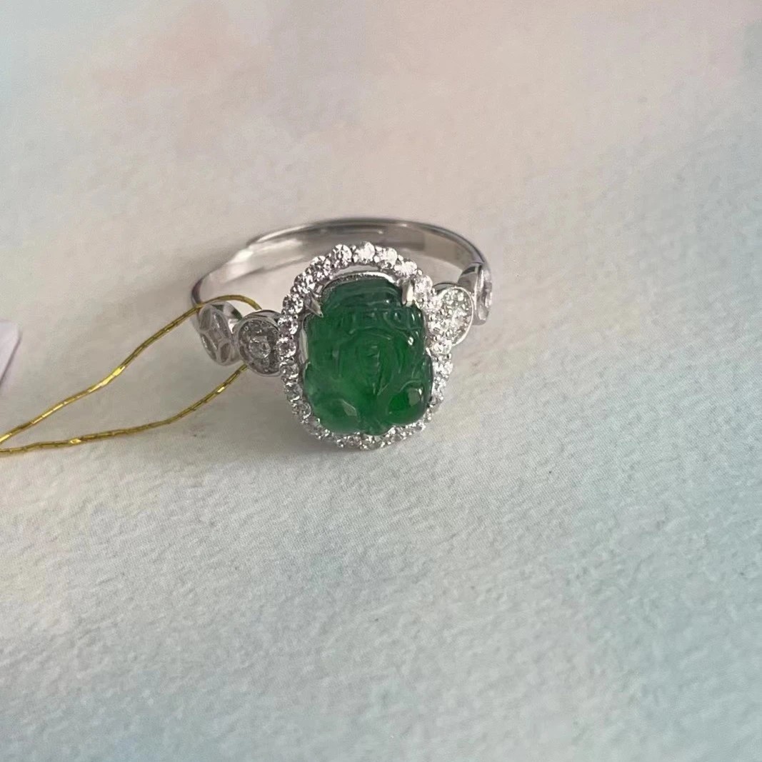 【王姨专属】54000025天然翡翠戒指  翡翠貔貅女款戒指 气质 招米