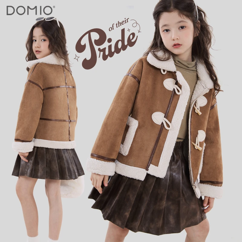 女童外套2025秋冬新款儿童羊羔绒上衣毛一体加绒外衣棉服冬季加厚